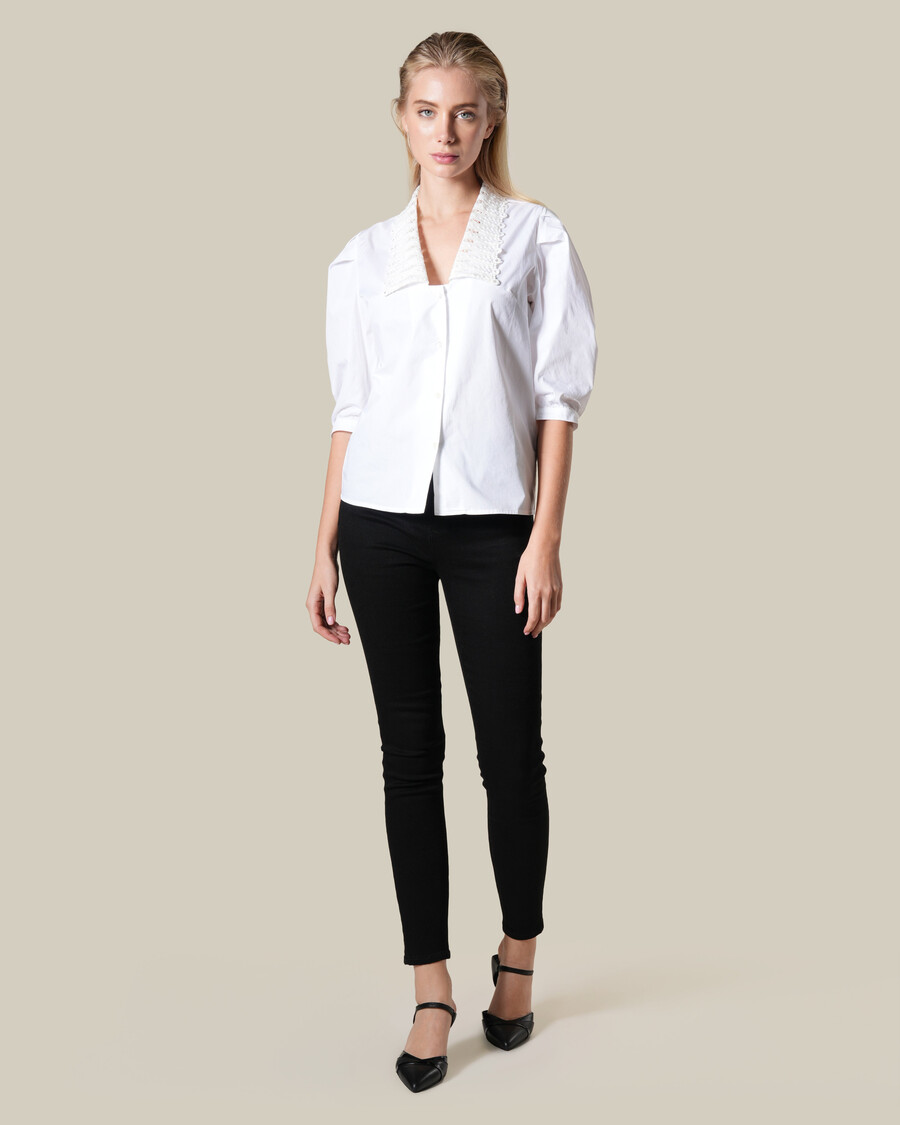 white lace collar poplin shirt